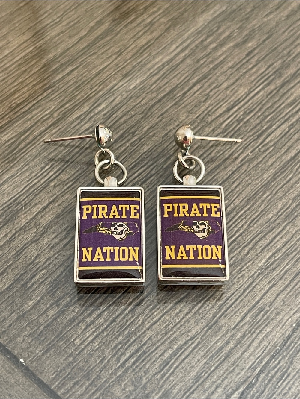 Vintage East Carolina University (ECU) Pirates “Pirate Nation” Earrings